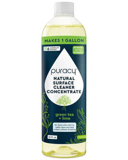 Limpiador concentrado multisuperficies Puracy, 1 galón, té verde y lima, solución de limpieza natural multiusos para el hogar