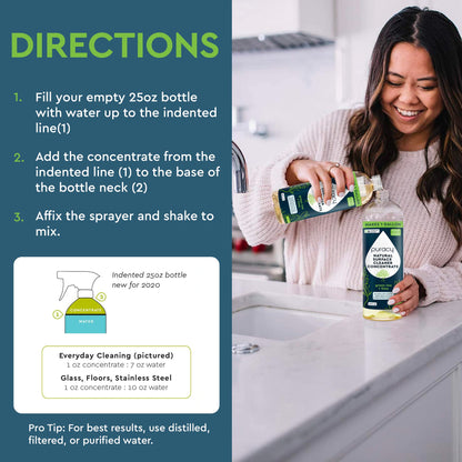 Limpiador concentrado multisuperficies Puracy, 1 galón, té verde y lima, solución de limpieza natural multiusos para el hogar