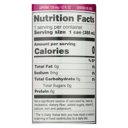 Zevia Zero Calorie Energy Drink - Raspberry/lime - Case Of 12 - 12 Fl Oz
