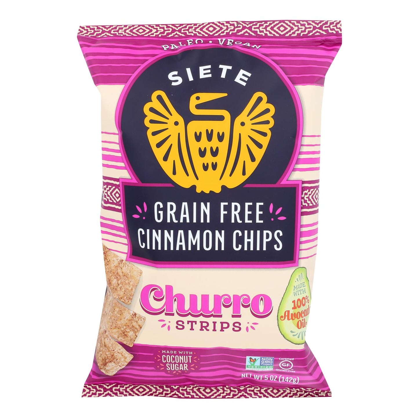 Siete - Churros en tiras con canela - Caja de 12 - 5 oz