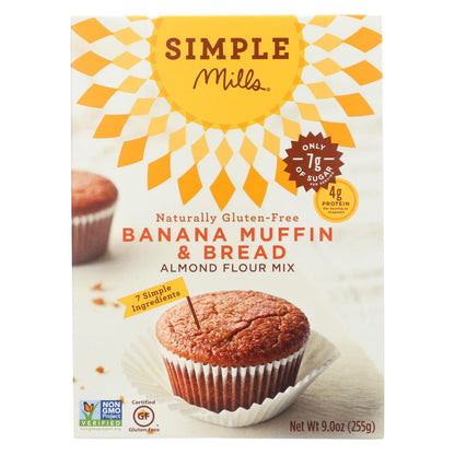 Mezcla para pan y muffins de plátano con harina de almendras Simple Mills - Caja de 6 - 9 oz.